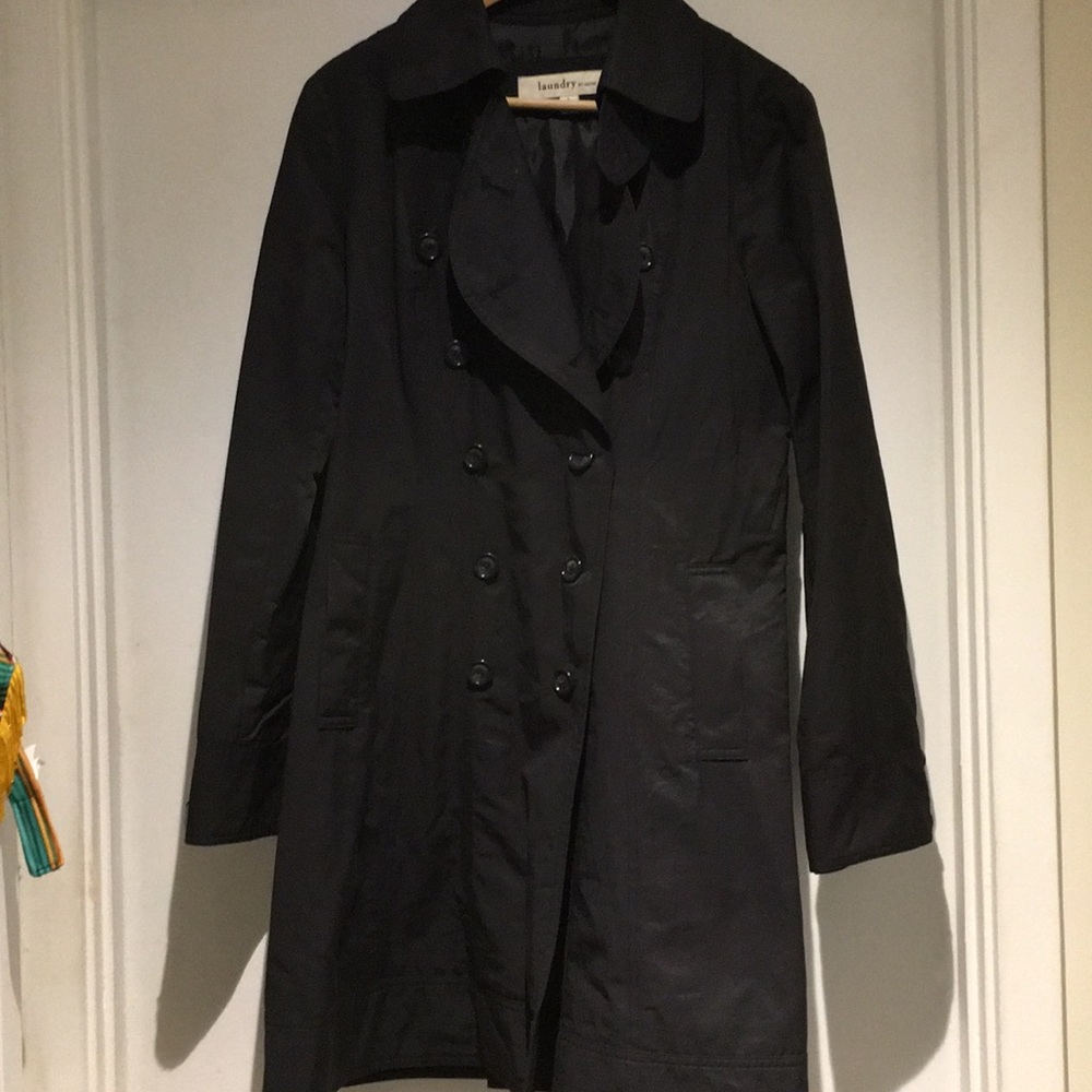 Laundry by Design Double Breasted Black Trench szL